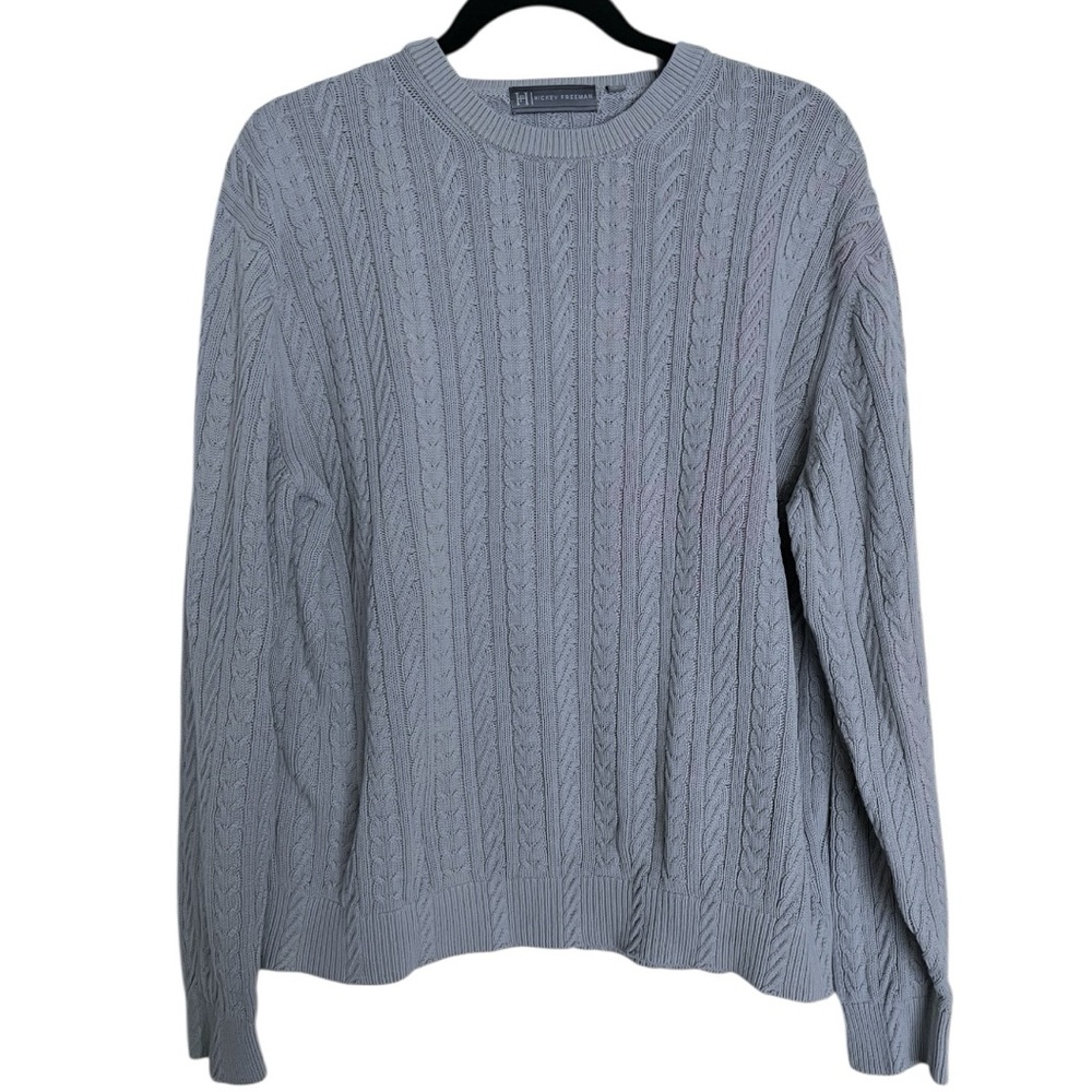 Hickey Freeman 70% Silk 30% Cotton Micro Cable Knit Crewneck Sweater Men's L